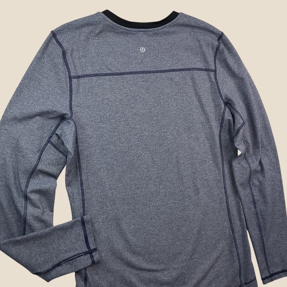 Lululemon Running Shirt Mens M Blue Heather Long Sleeve Top Thumbholes
